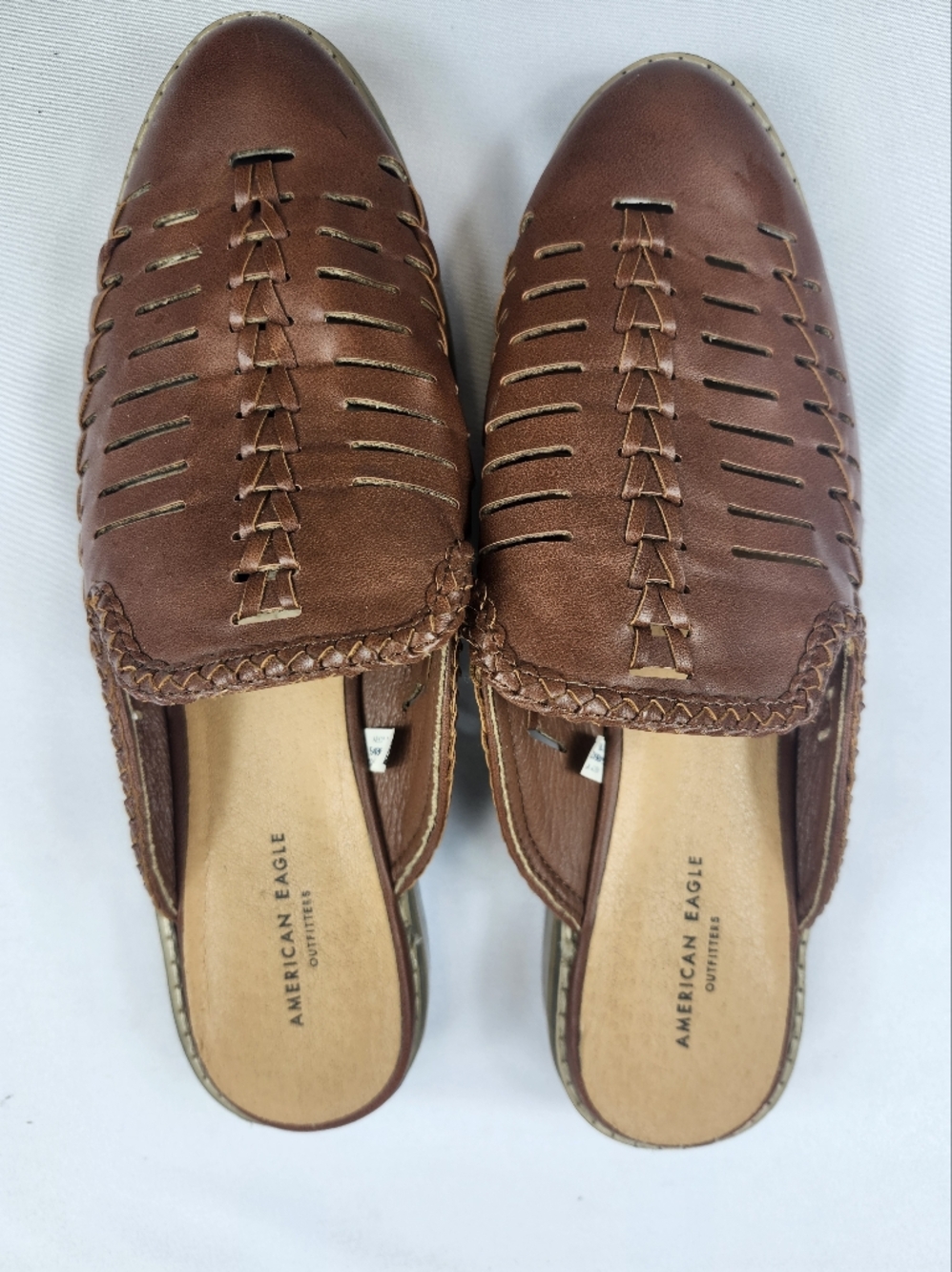 American Eagle Outfitters Brown Leather Woven Slip-On Men’s Shoes - Picture 3 of 5